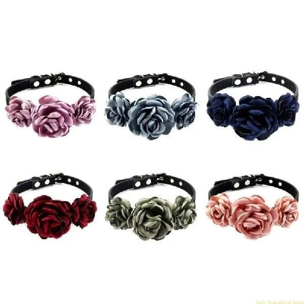 Dog Collar for Female Dogs Cats Floral Decorations Rose Pet