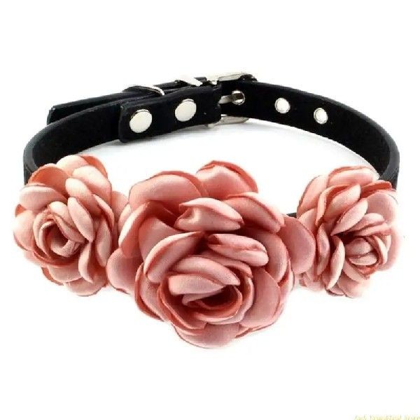 Dog Collar for Female Dogs Cats Floral Decorations Rose Pet