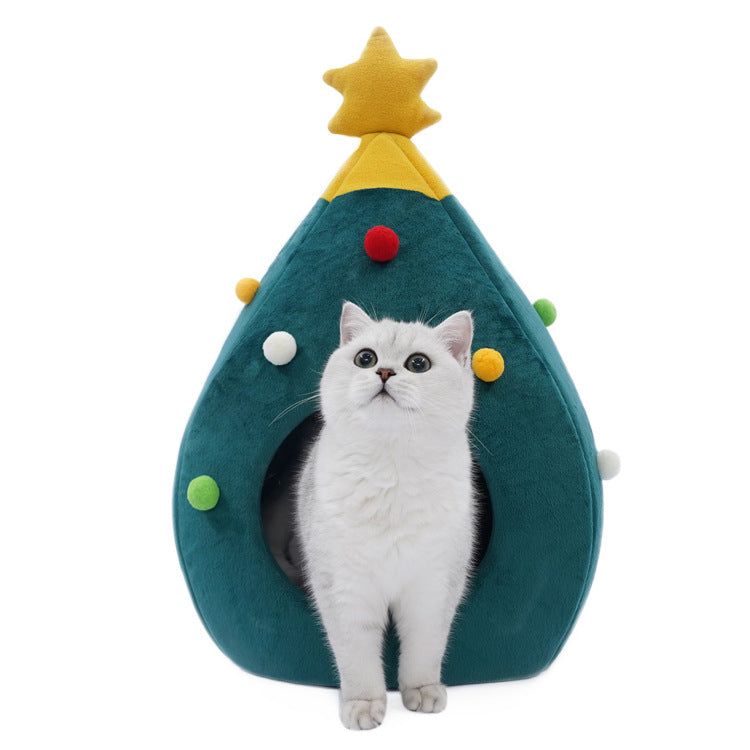 Cat Christmas tree bed