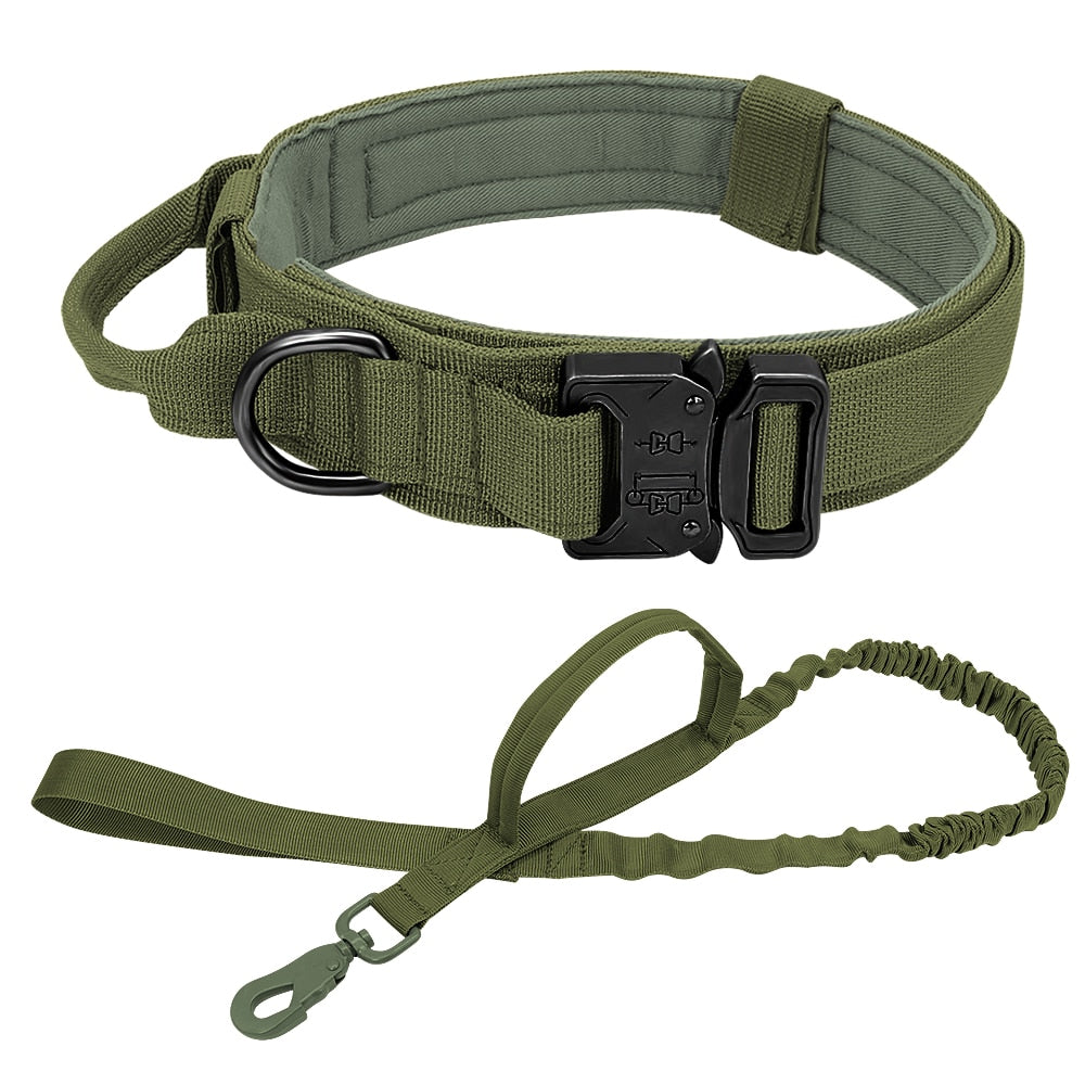 Military Tactical Dog Collar Elastic Lead Set