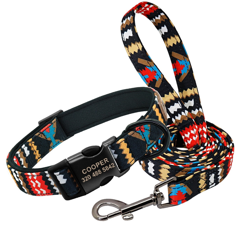 Custom dog collar with name ID and lead