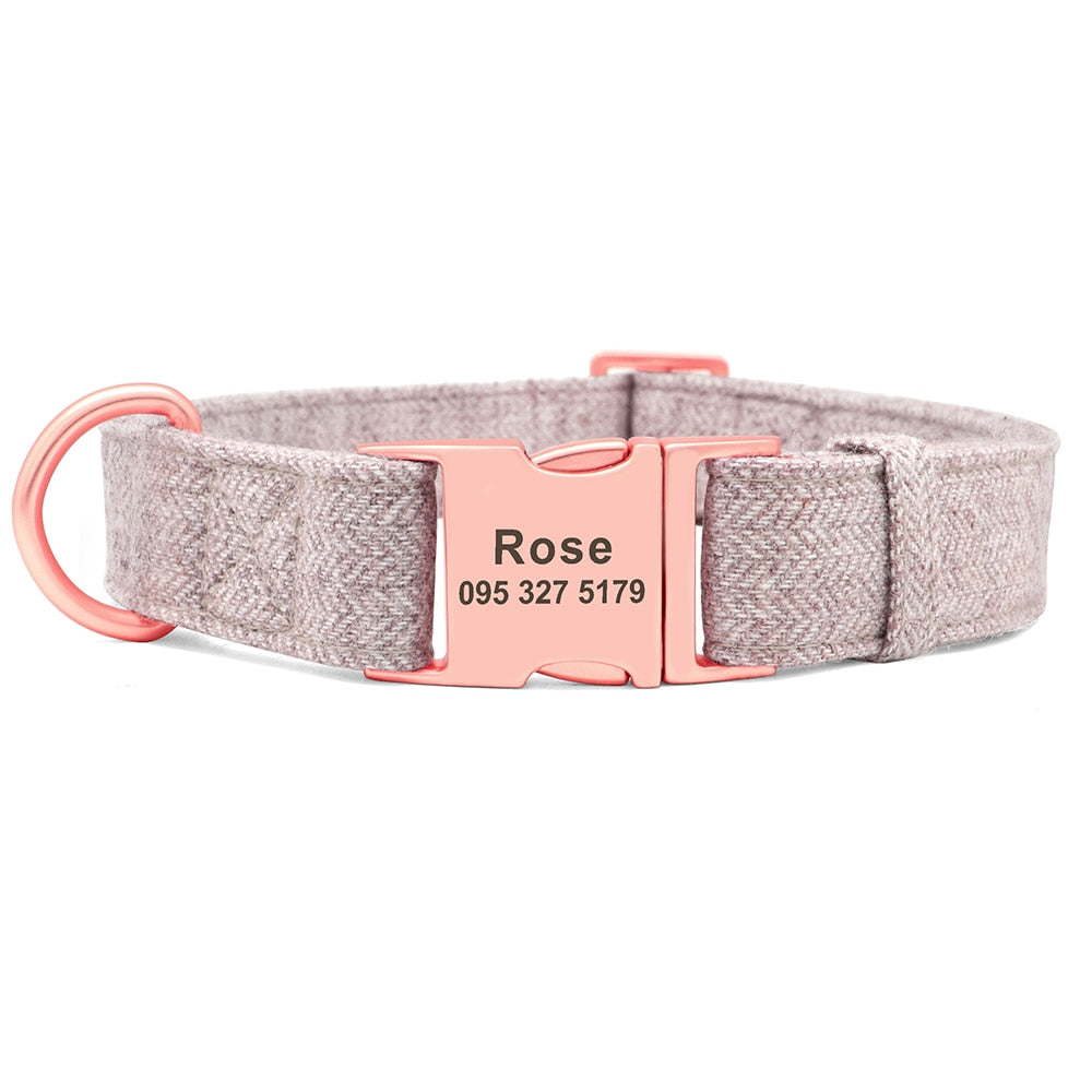 Personalized Dog Collar Custom Nylon Dog Collar Engraved Name ID