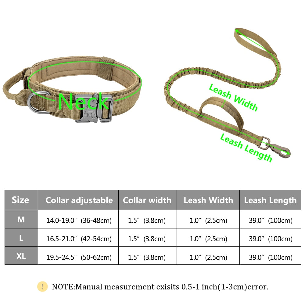 Military Tactical Dog Collar Elastic Lead Set