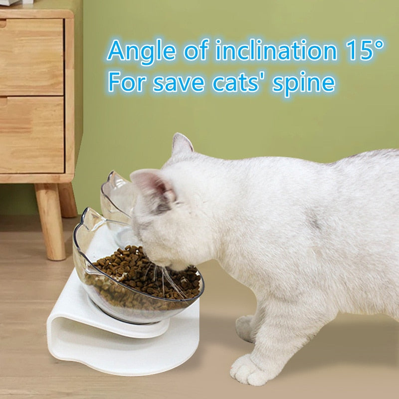 Non-slip single/double cat bowl with stand