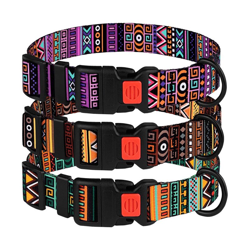 Bohemian style nylon dog collar