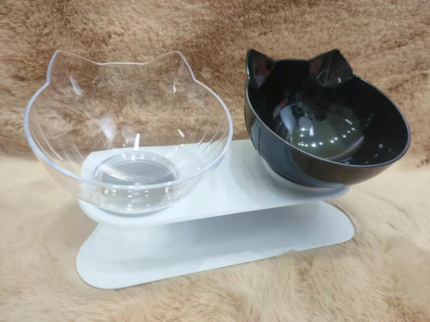 Non-slip single/double cat bowl with stand