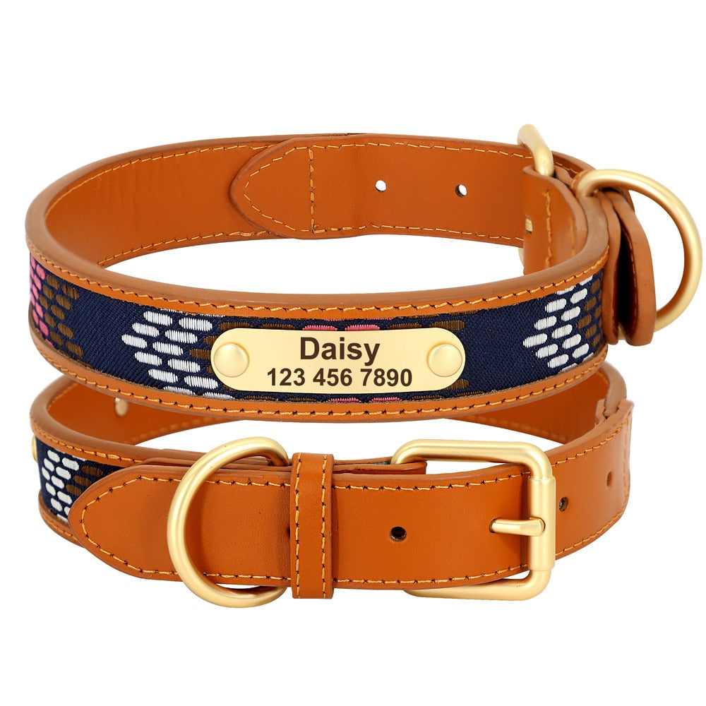 Ethnic Embroidery Personalized Dog Collar