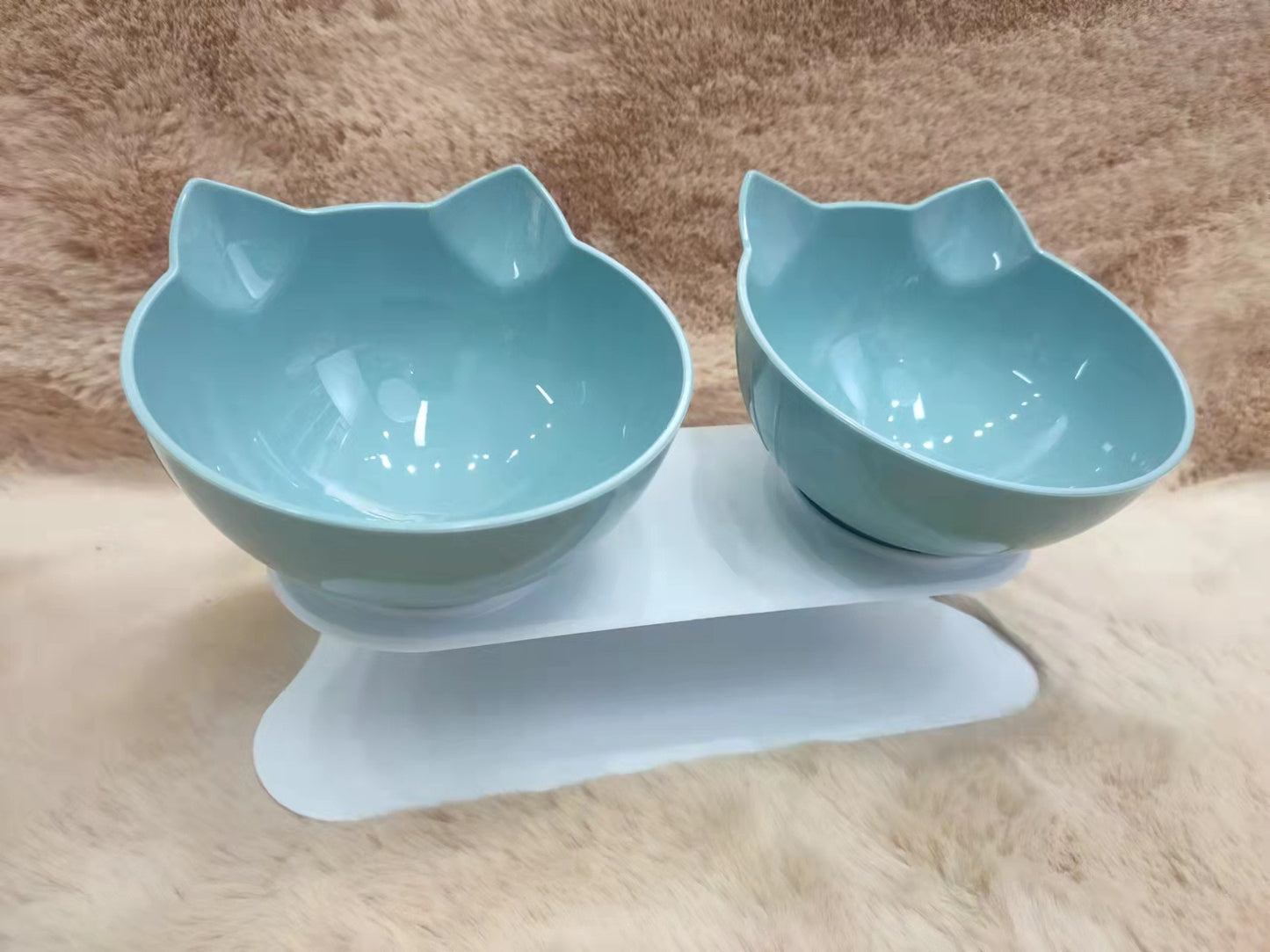 Non-slip single/double cat bowl with stand