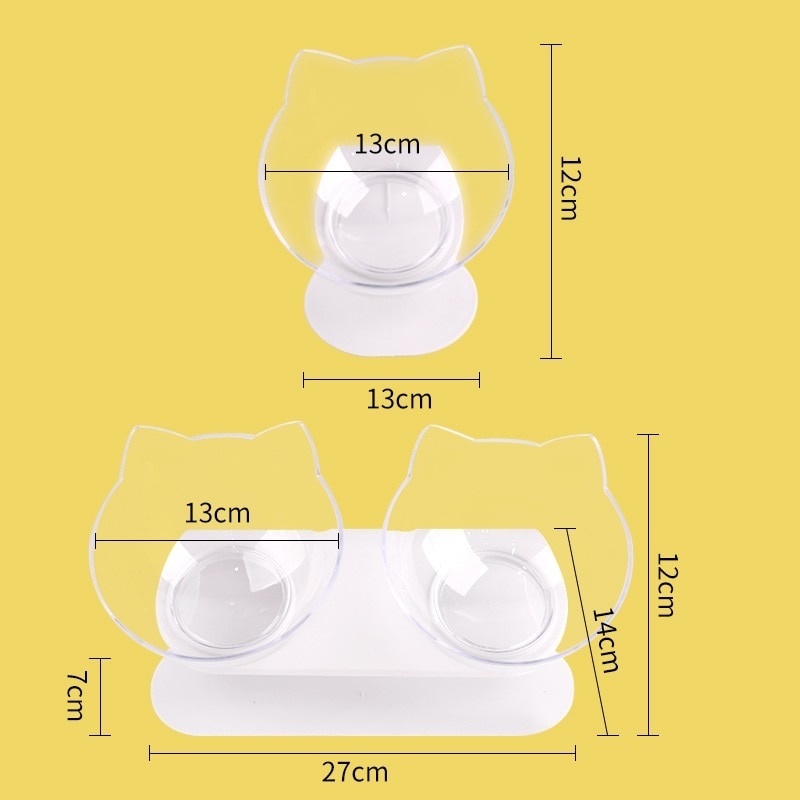 Non-slip single/double cat bowl with stand