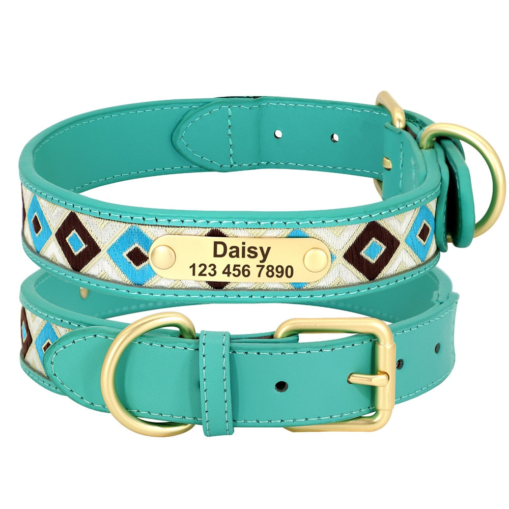 Ethnic Embroidery Personalized Dog Collar