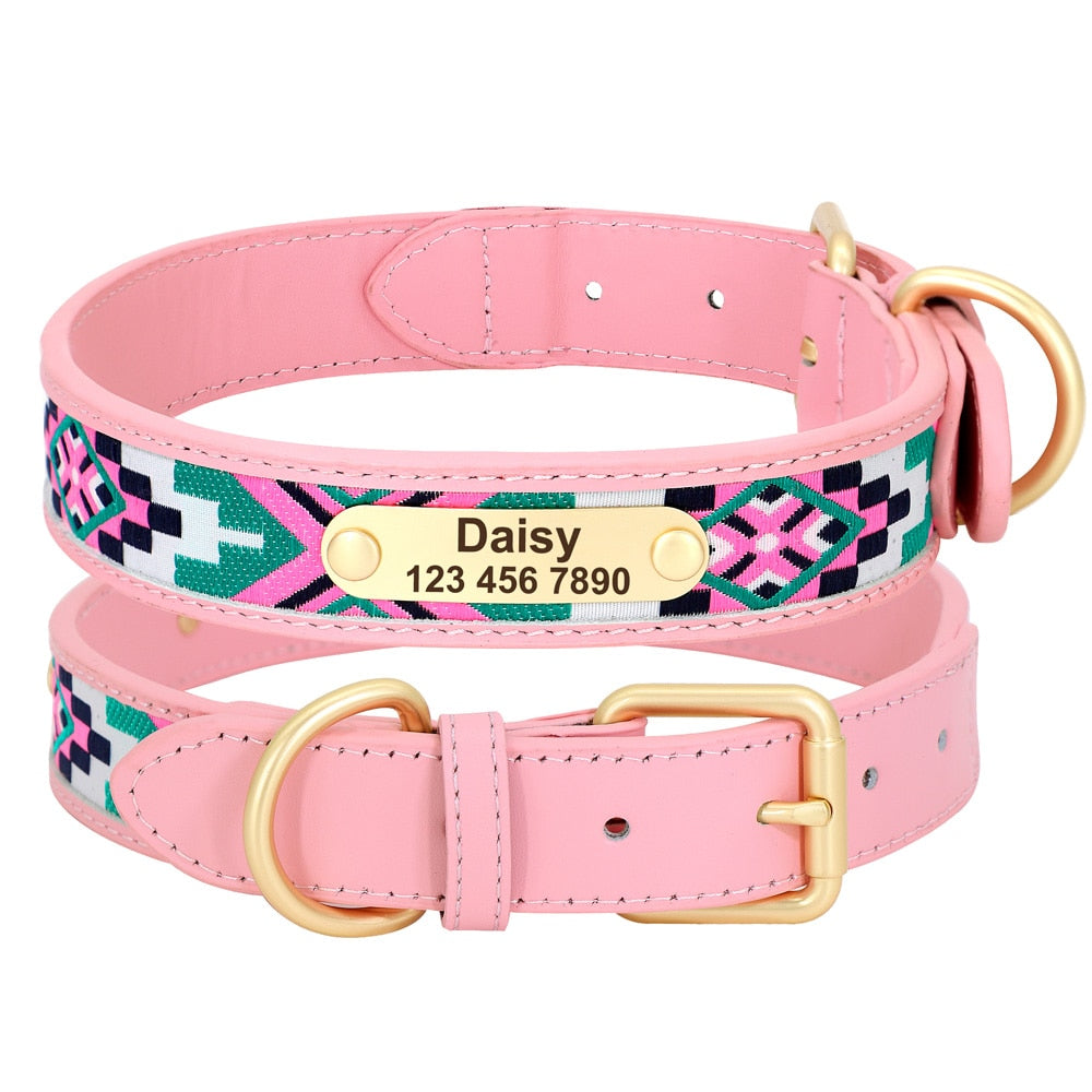 Ethnic Embroidery Personalized Dog Collar