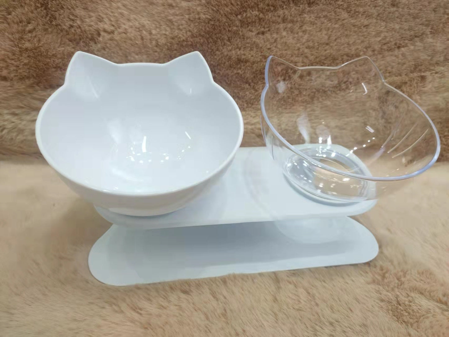 Non-slip single/double cat bowl with stand