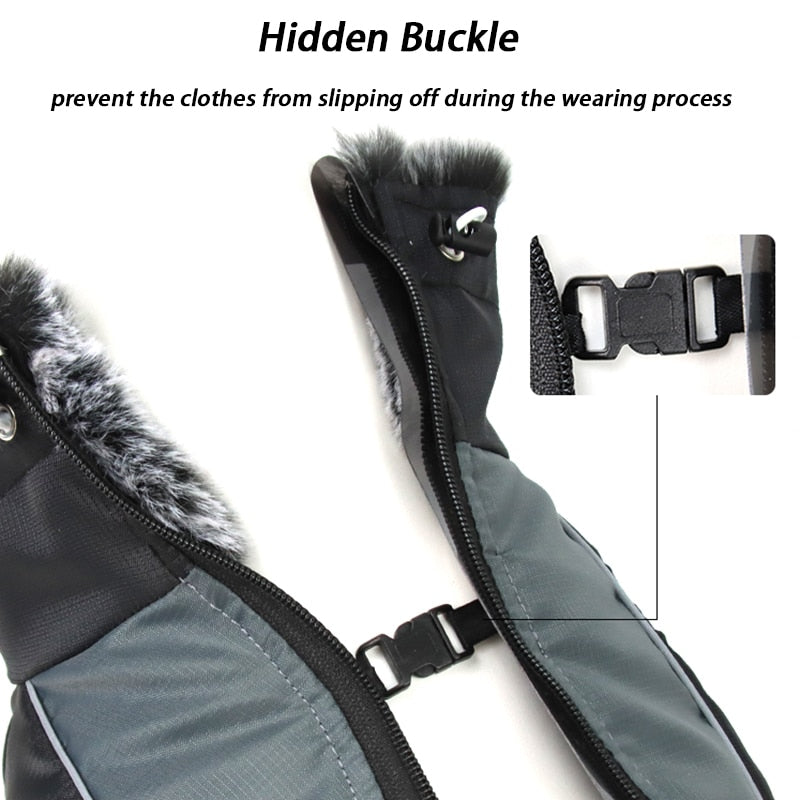 Large Dog Jacket Waterproof Fur Collar