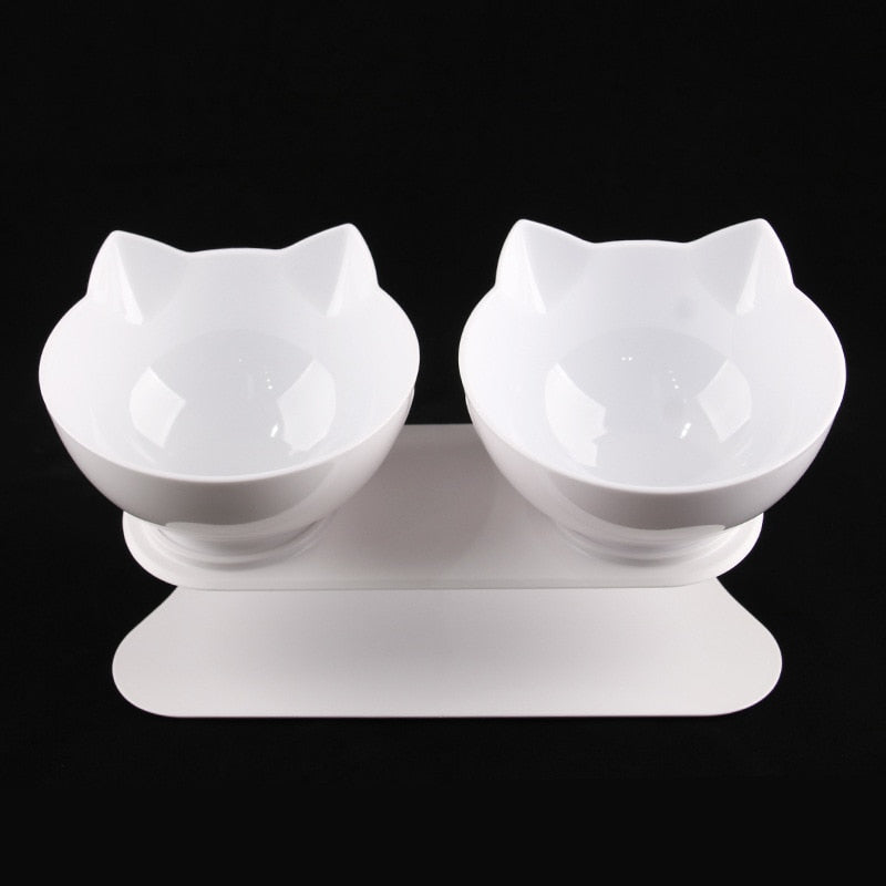 Non-slip single/double cat bowl with stand