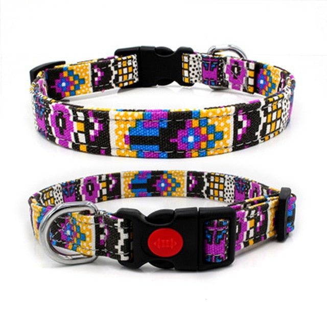 Bohemian style nylon dog collar