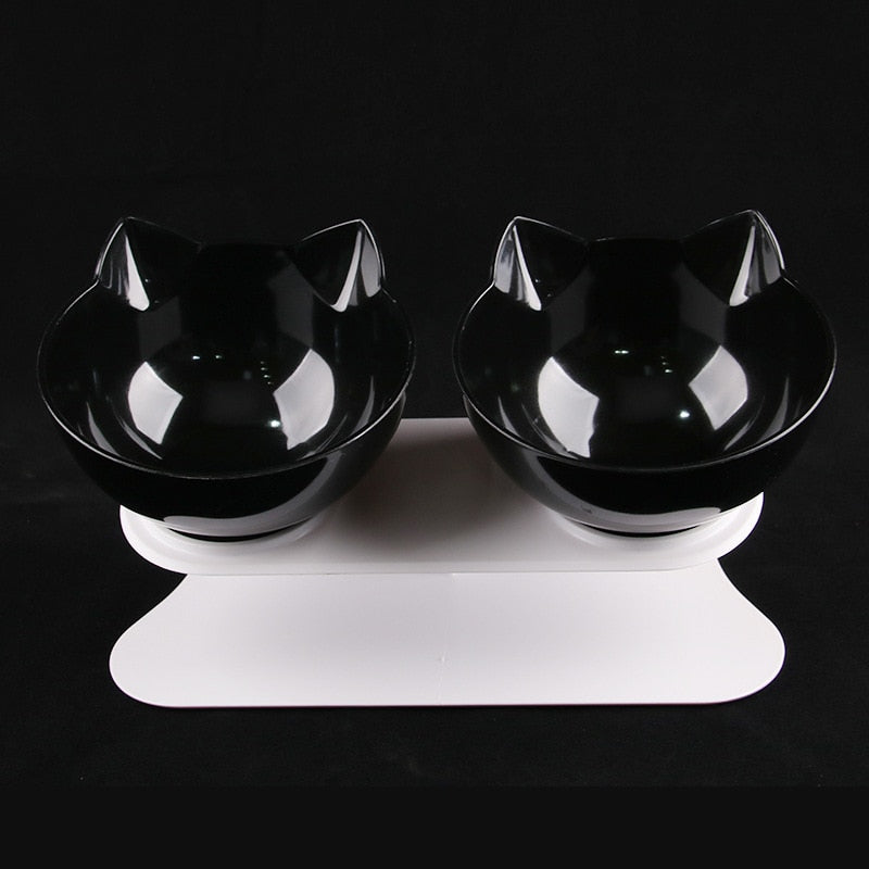 Non-slip single/double cat bowl with stand