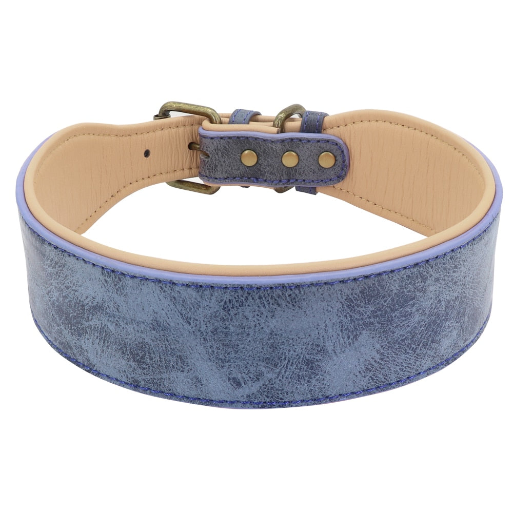 Wide leather dog collar