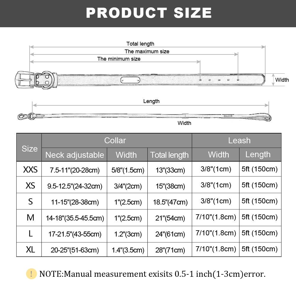 Leather Dog Collar Leash Set Personalized  Free Engraving