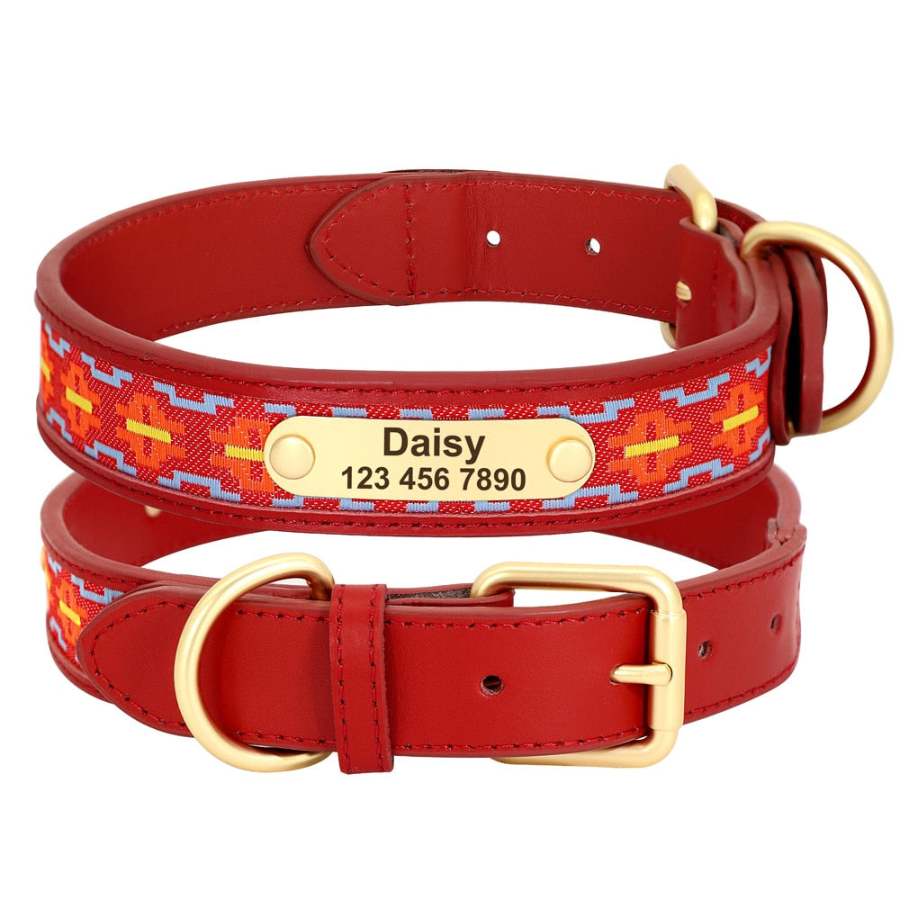 Ethnic Embroidery Personalized Dog Collar