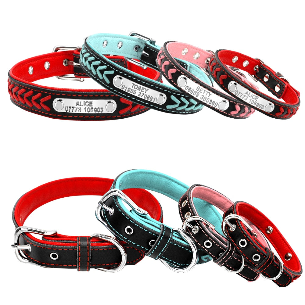 Custom Leather Dog Collar Personalized Free Engraving