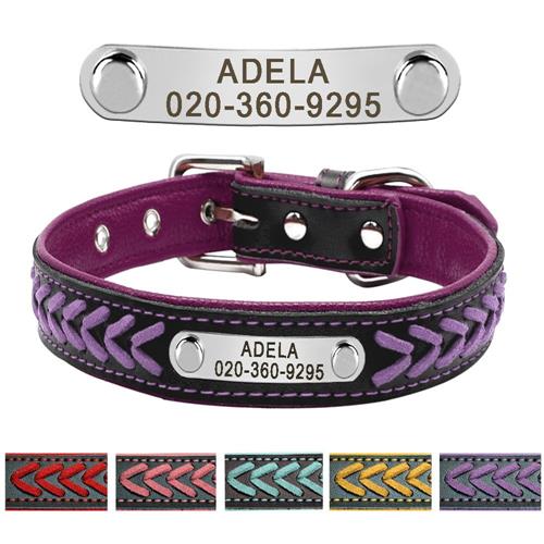 Custom Leather Dog Collar Personalized Free Engraving