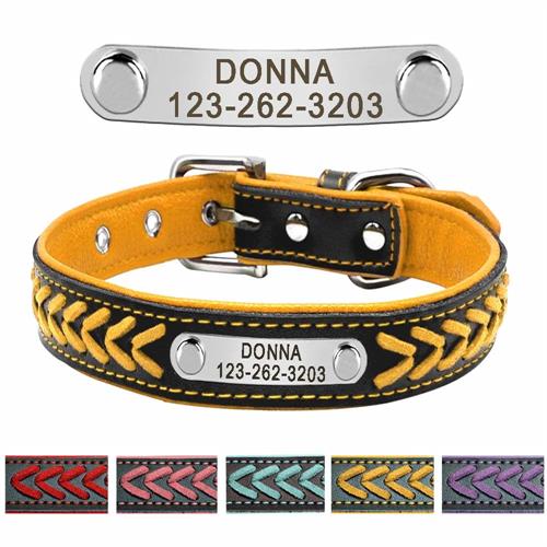 Custom Leather Dog Collar Personalized Free Engraving