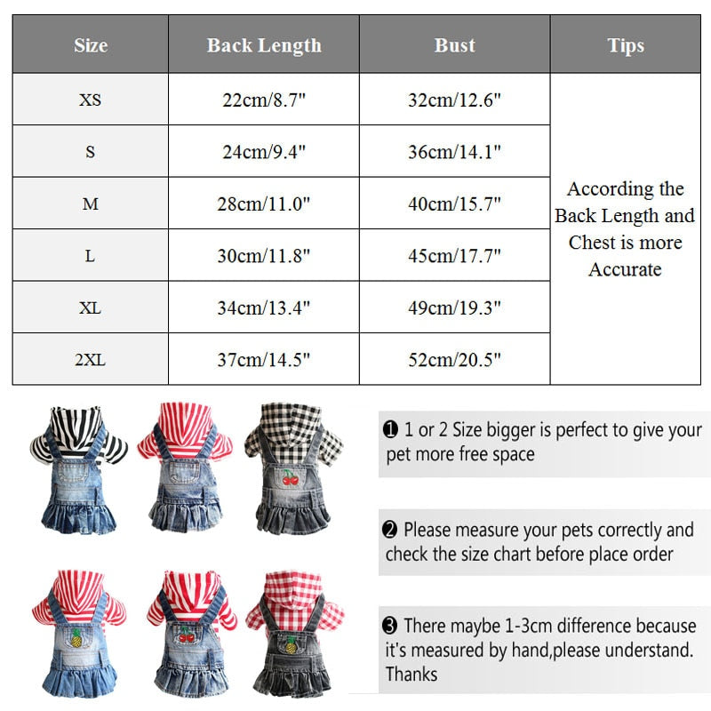 XS-2XL Denim Dog Clothes Cowboy Pet Dog Coat