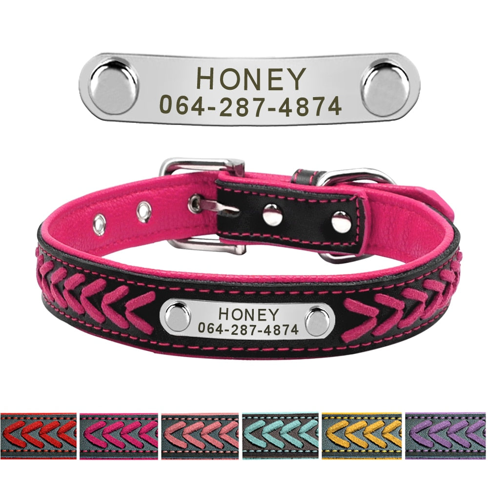 Custom Leather Dog Collar Personalized Free Engraving