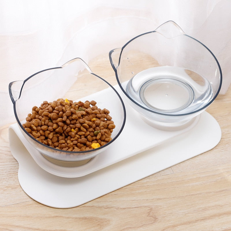 Non-slip single/double cat bowl with stand