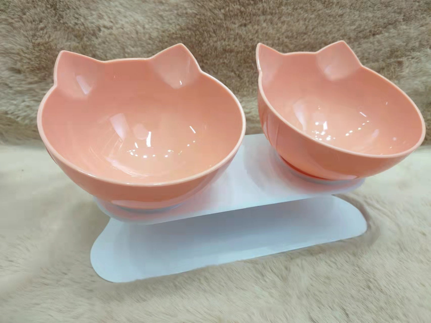 Non-slip single/double cat bowl with stand