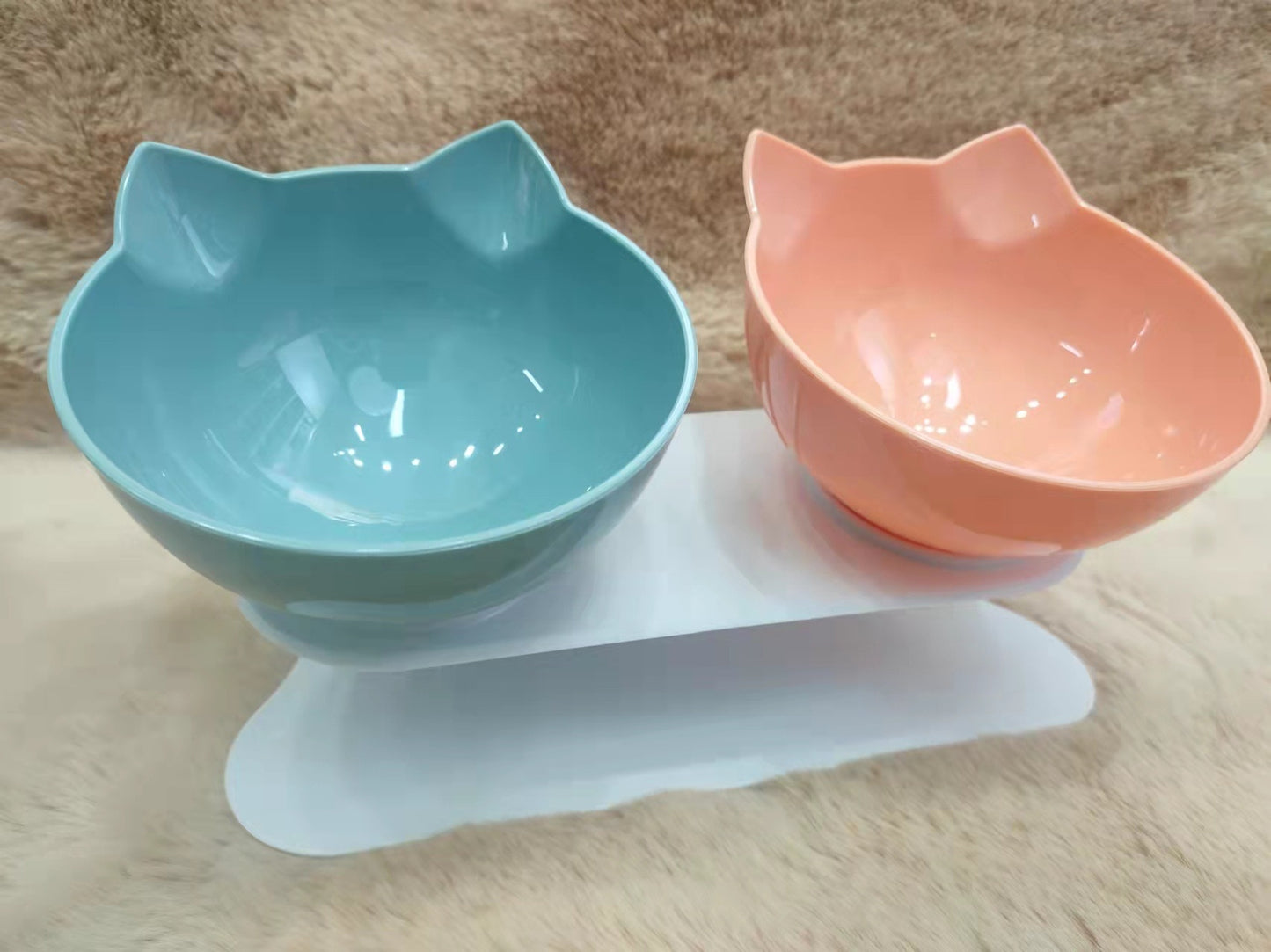 Non-slip single/double cat bowl with stand