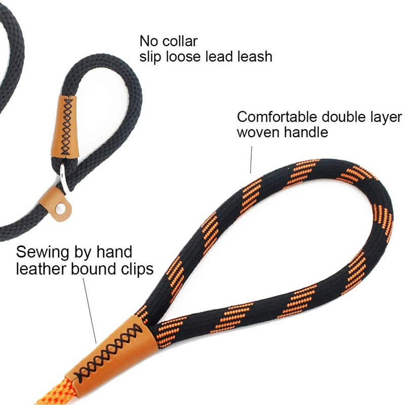 Orange/black 185cm training dog lead