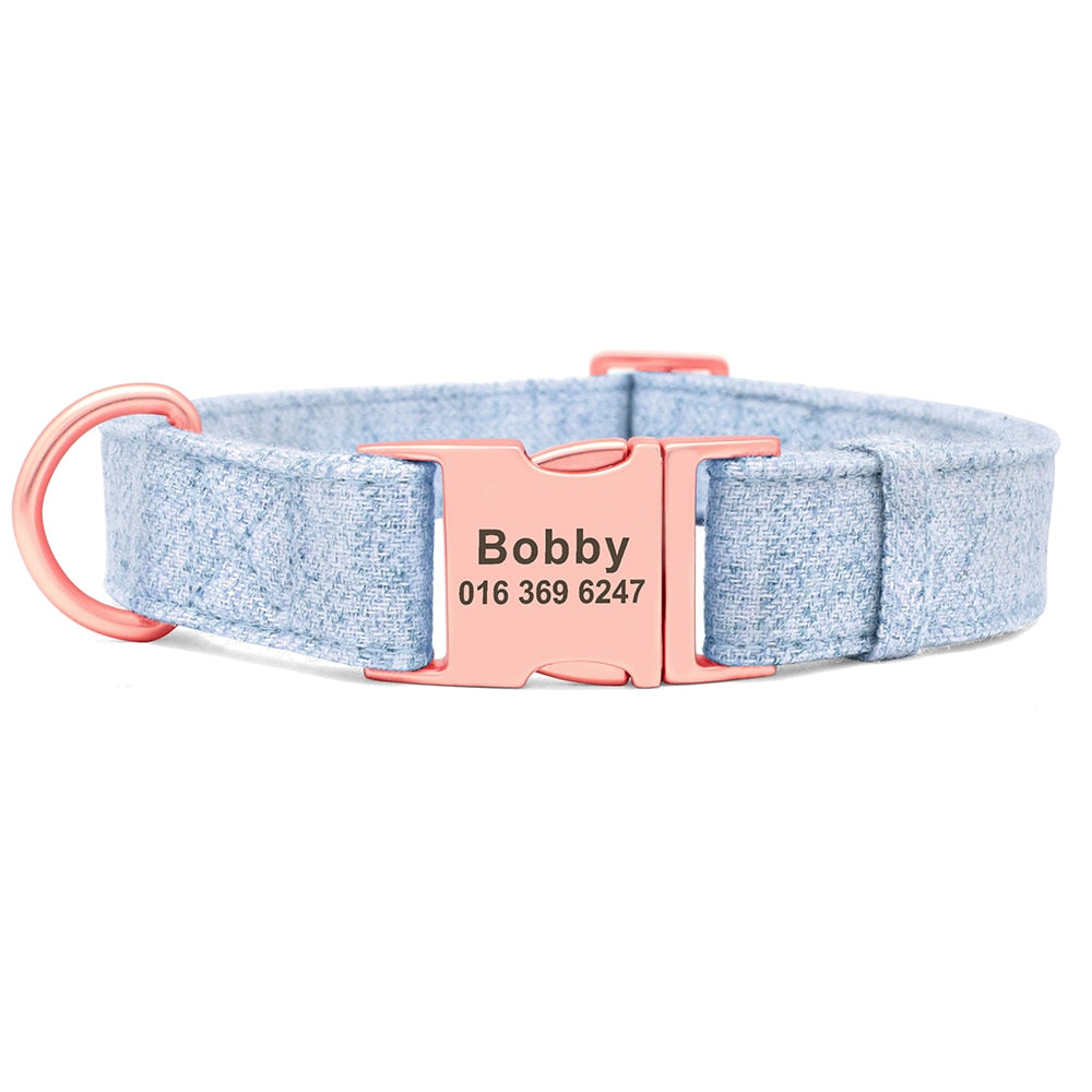 Personalized Dog Collar Custom Nylon Dog Collar Engraved Name ID