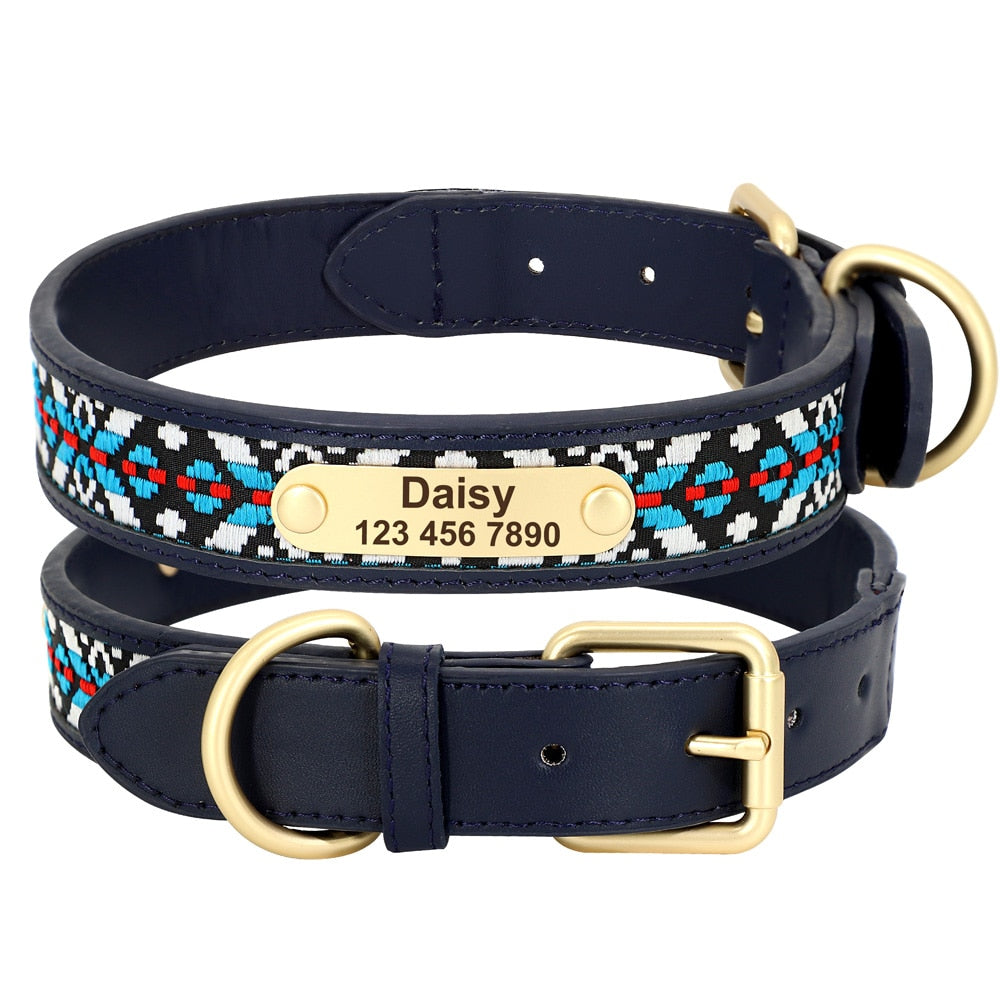 Ethnic Embroidery Personalized Dog Collar