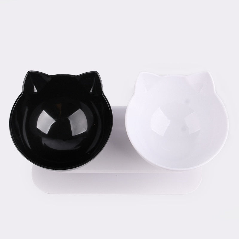 Non-slip single/double cat bowl with stand