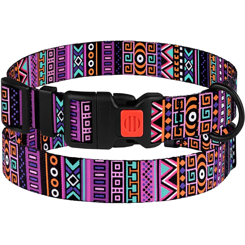 Bohemian style nylon dog collar