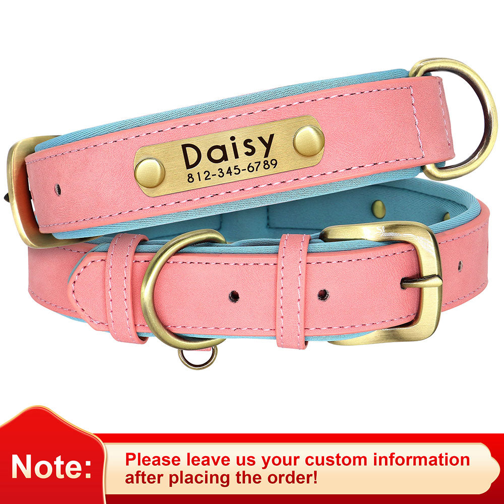 Customized leather dog collar - Free engraving