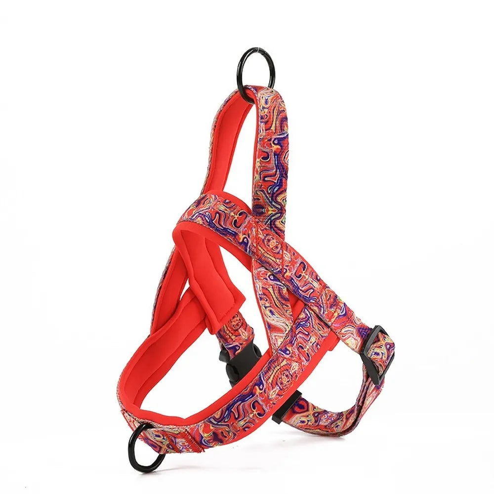 Pet  Adjustable Harness Nylon Bright Pattern Breathable