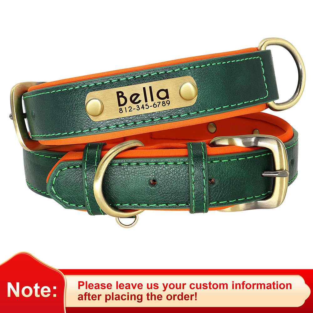 Customized leather dog collar - Free engraving