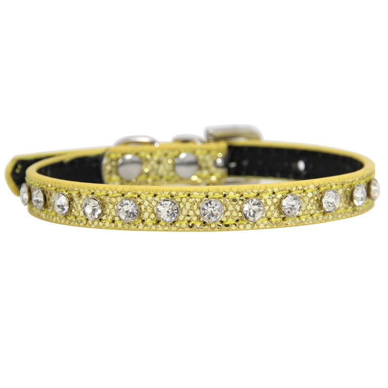 Shining Diamond Rhinestone Cat  Dog Cat Collar Leather