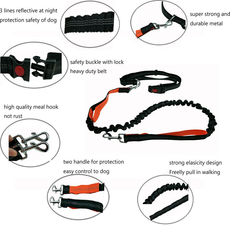 Dogs Leash Running Elasticity Hand Freely Pet Products Dogs Harness Collar Jogging Lead and Adjustable Waist Rope