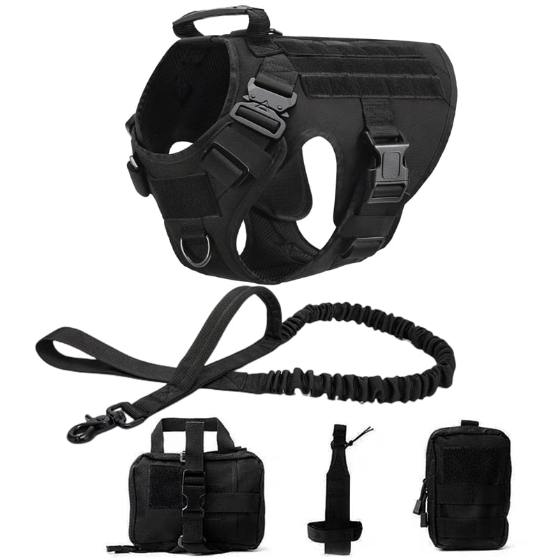 K9 Tactical Military Vest Tactical Training Dog Harness and Leash Set For All Breeds Dogs