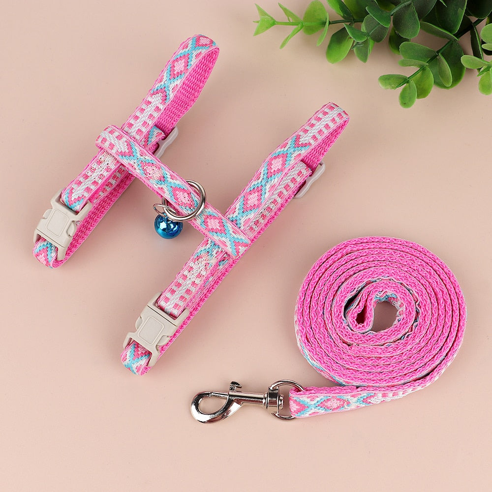 Nylon cat harness and lead set