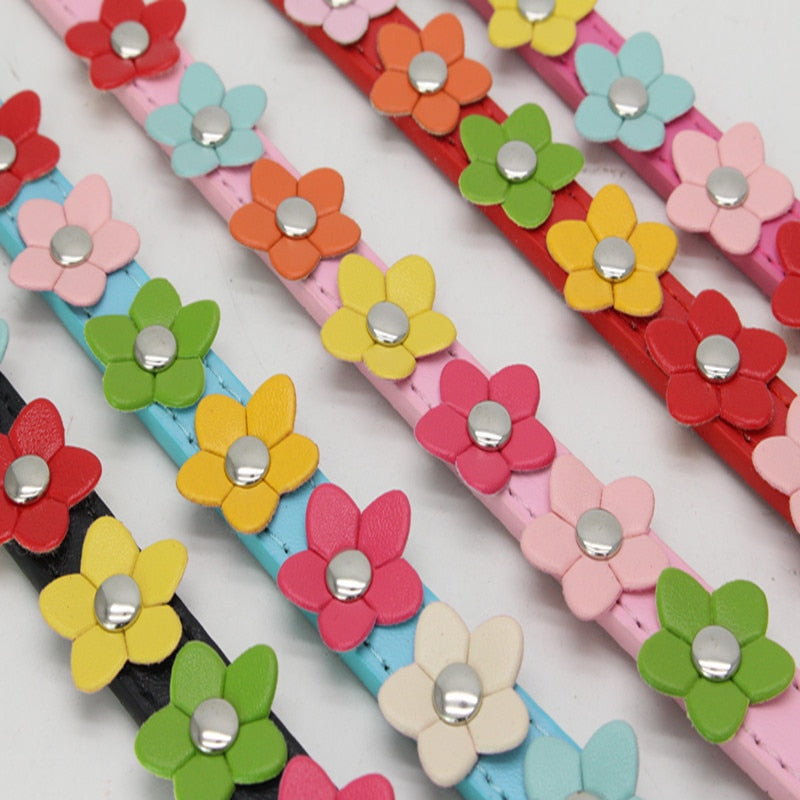 Harko flowers dog collar PU leather