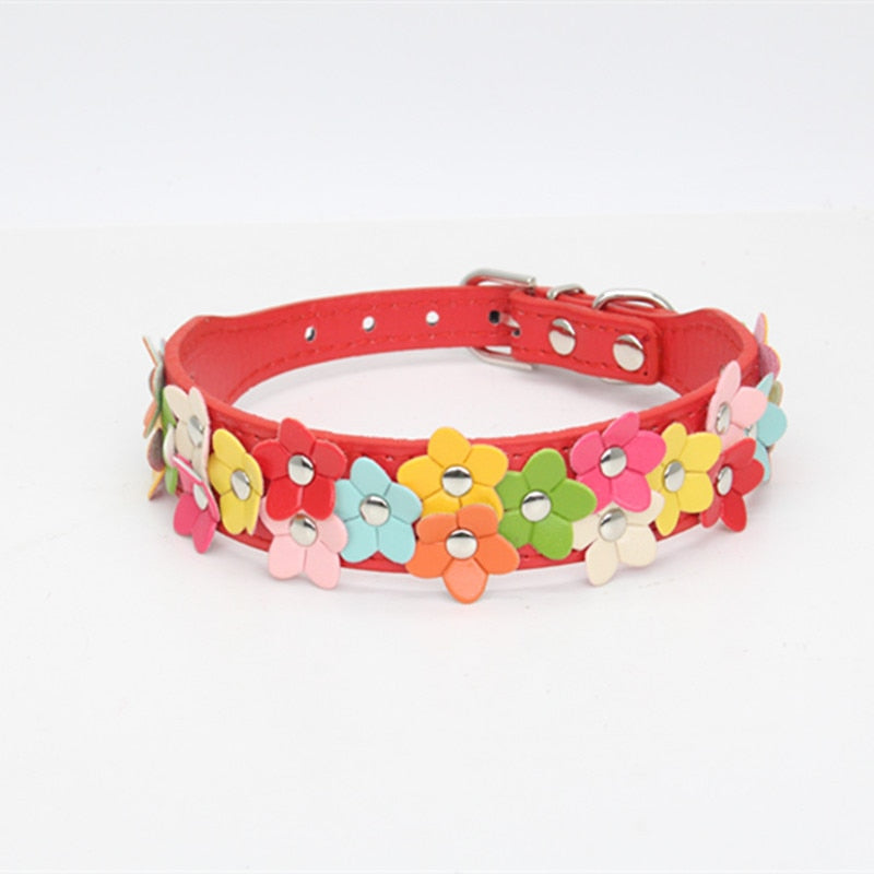 Harko flowers dog collar PU leather