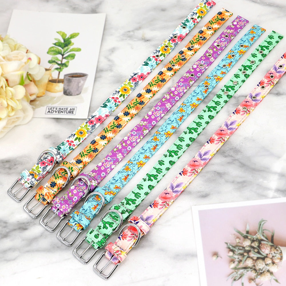 12 Styles Nylon floral printed dog collar