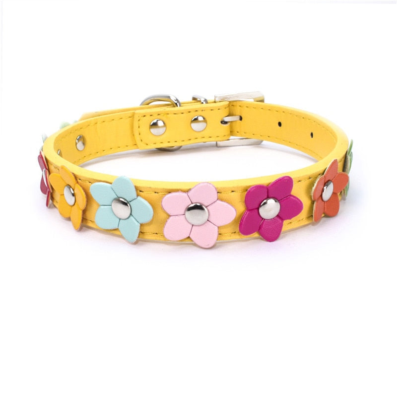 Harko flowers dog collar PU leather