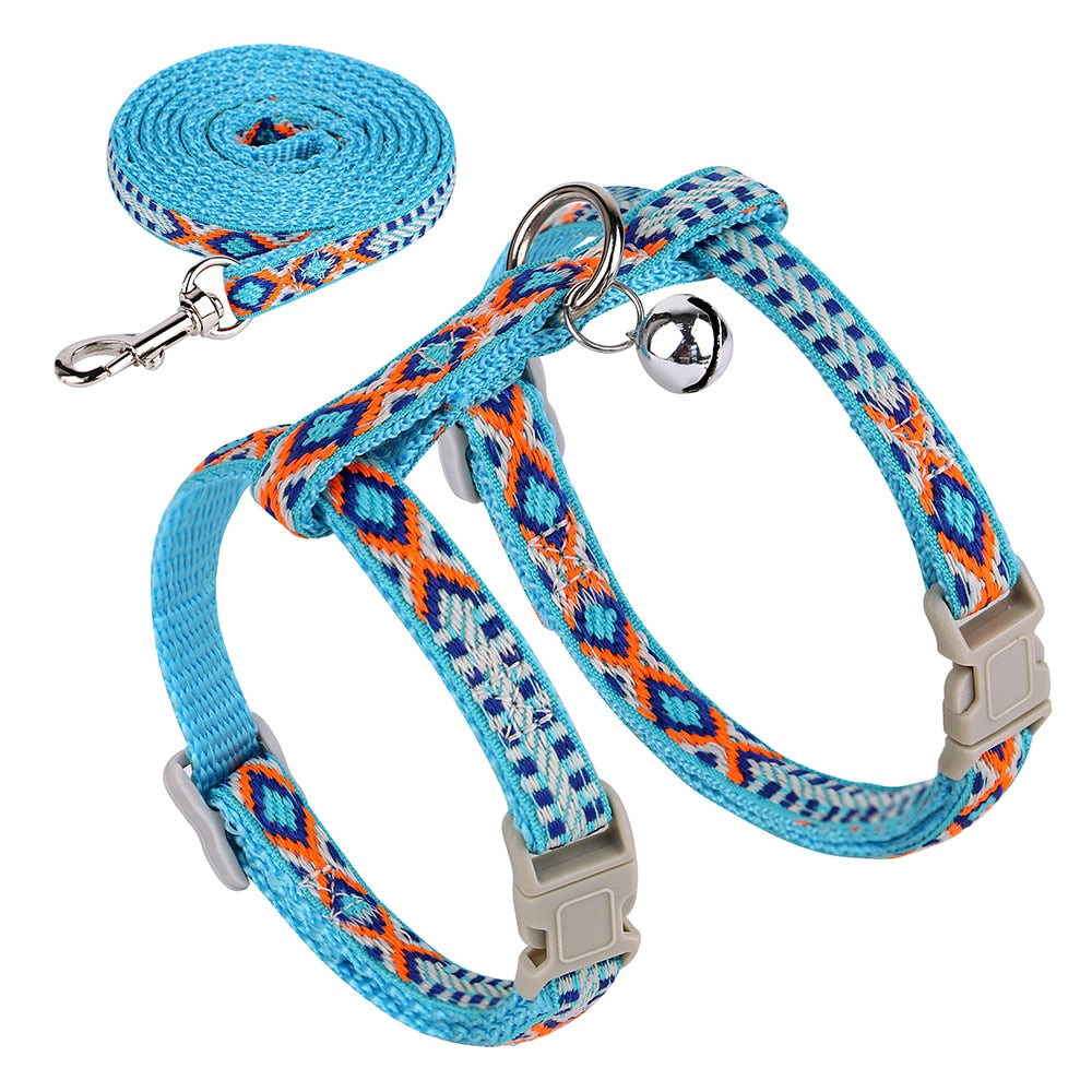 Nylon cat harness and lead set