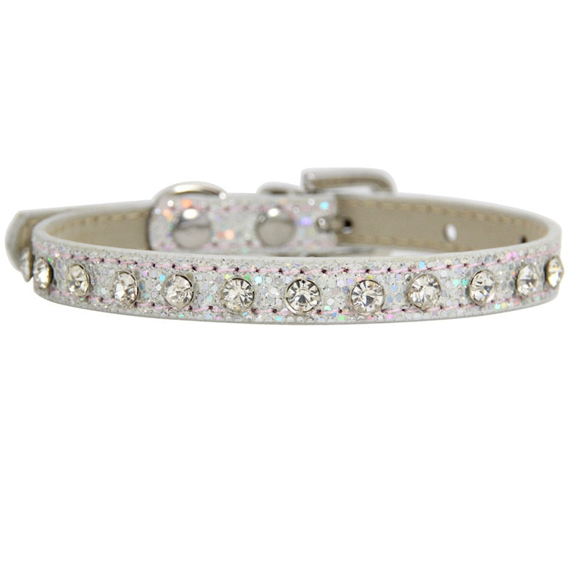 Shining Diamond Rhinestone Cat  Dog Cat Collar Leather