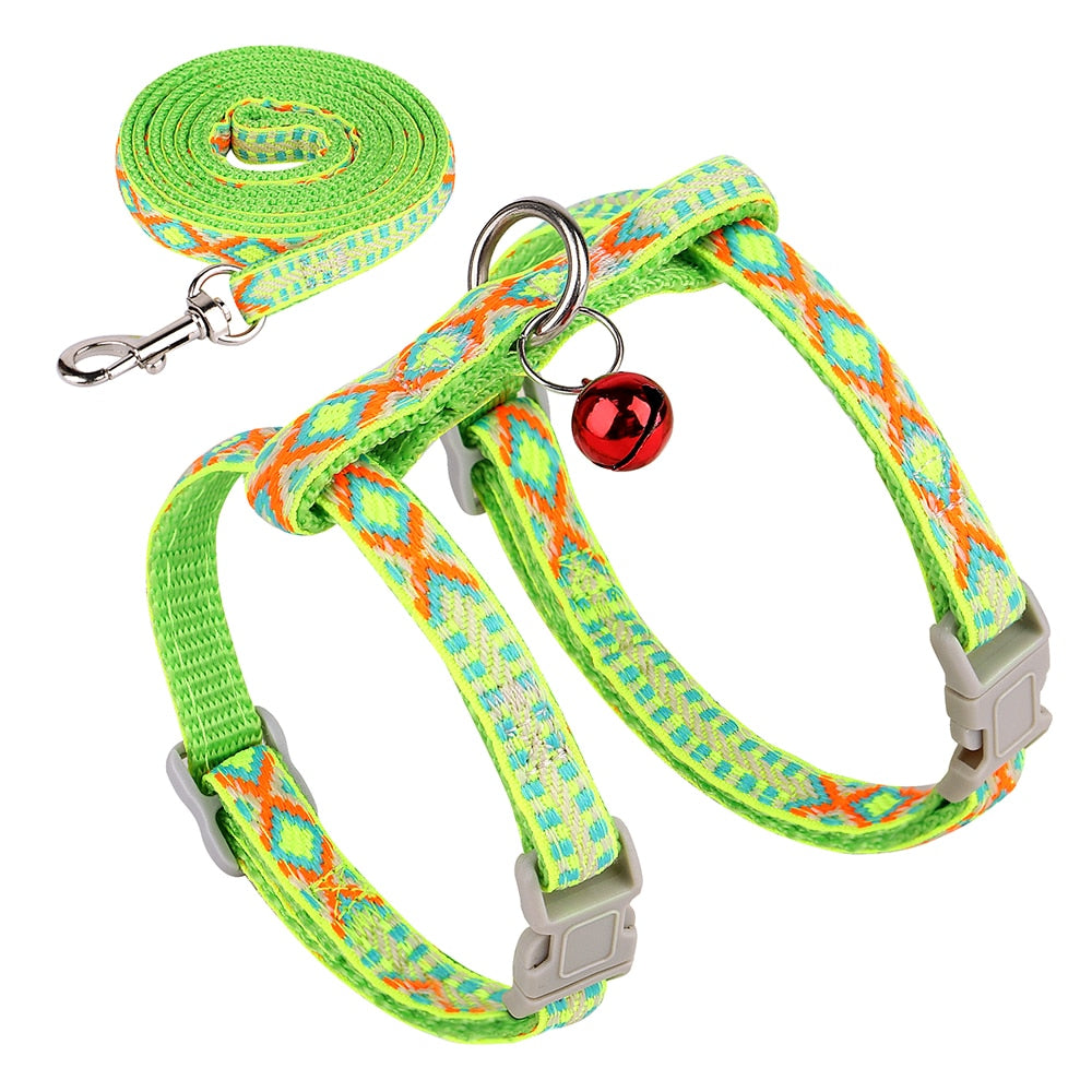 Nylon cat harness and lead set